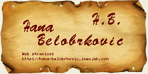 Hana Belobrković vizit kartica